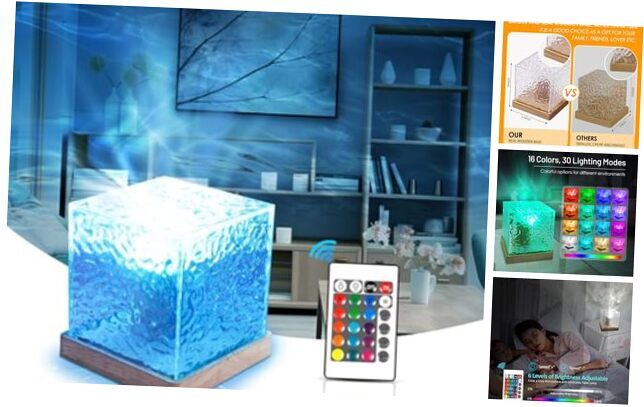 Ocean Wave Projector Light, Northern Lights Lamp with 16 RGB Corded-USB Plug in