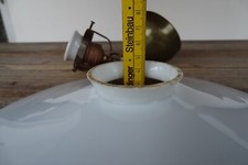 c.1935 EISEN DECKENLAMPE Eisenlampe Hängelampe mit Opal Milchglas Schusterschirm