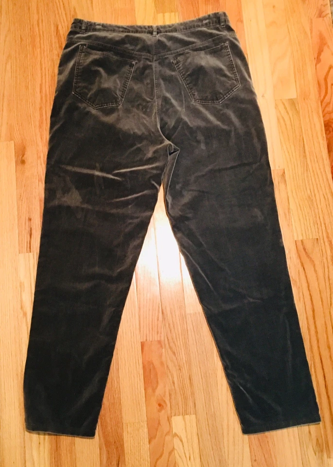 Laura Ashley Gray Ish Brown Soft Velvet Classic Career Casual Pants Size US 18 - Image 3 of 4