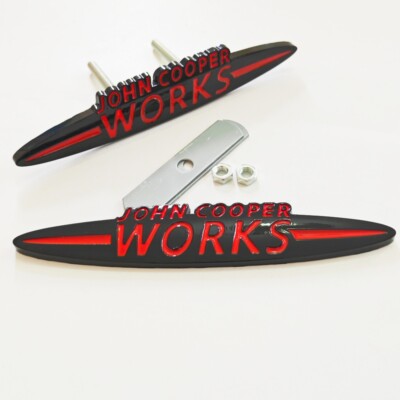 2x 135MM BLACK RED JOHN COOPER WORKS Front Grill Badge Rear Sticker for MINI JCW