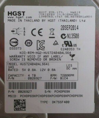 ◆日立 HGST 4TB OS03361 パッケージ未開封（箱は開封）新品 Hitachi HGST 4TB 7.2K SAS 6G 64MB Cache 3.5