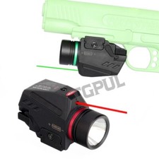 Combo LED Flashlight Red / Green Laser Sight Fit 20mm Rail Mount Pistol Glock