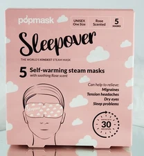 POPMASK LONDON Sleepover 5 self-warming steam masks w/ soothing rose scent $20