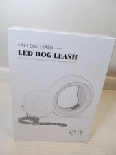 Shaped 4-in-1 Dog Leash, LED Light, Retractable, Bag Holder, Gray, 66lbs