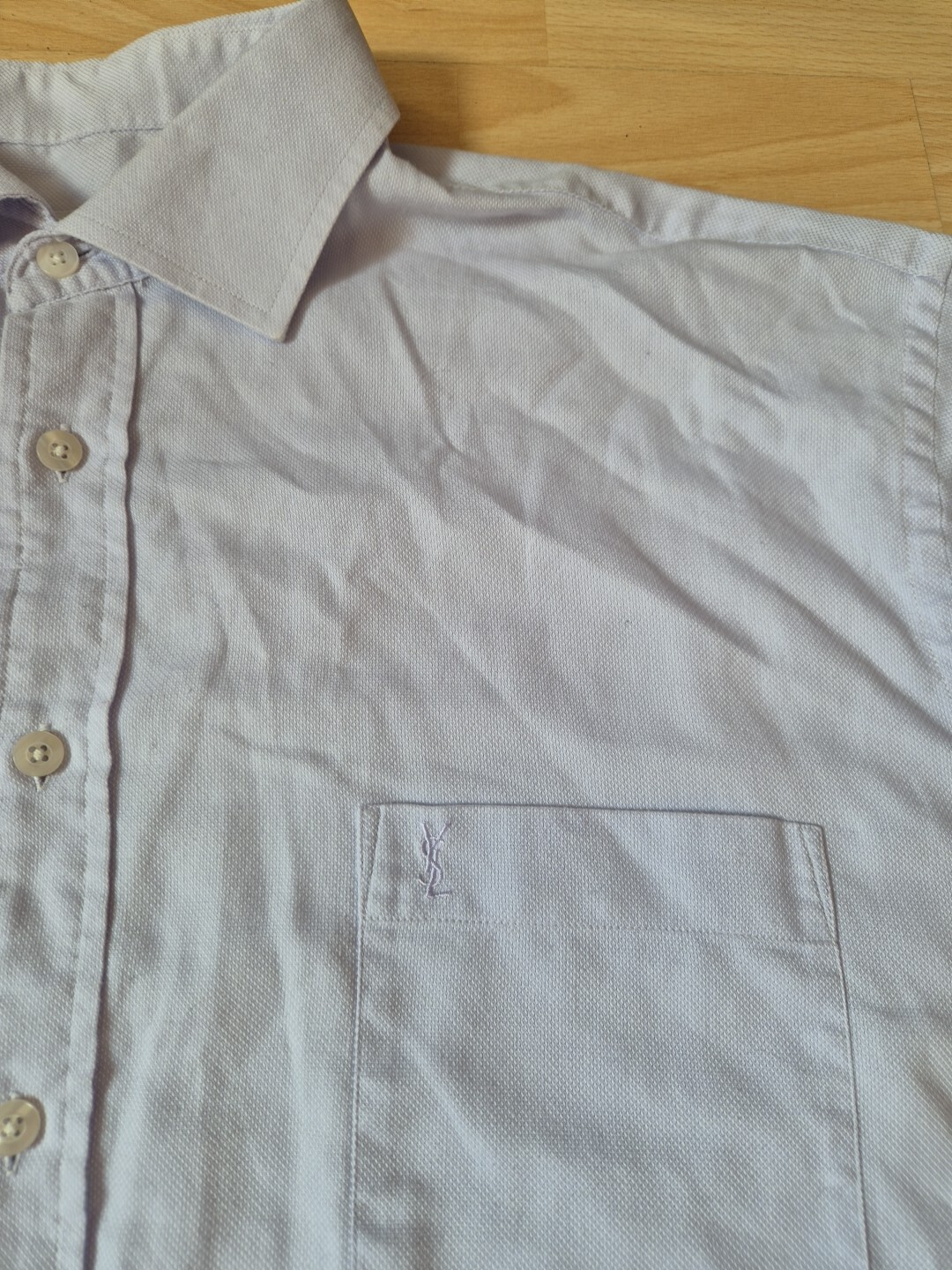 Camicia uomo YVES SAINT LAURENT collo 17 manica lunga vintage YSL anni 90 viola chiaro