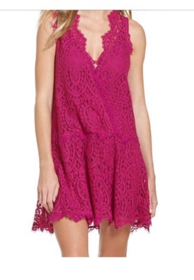 Free People Heart In Two Lace Mini Dress Bright Orchid Size Size XS | eBay