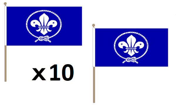 Drapeau scout bleu 12x18 pouces avec finition bois haut de gamme