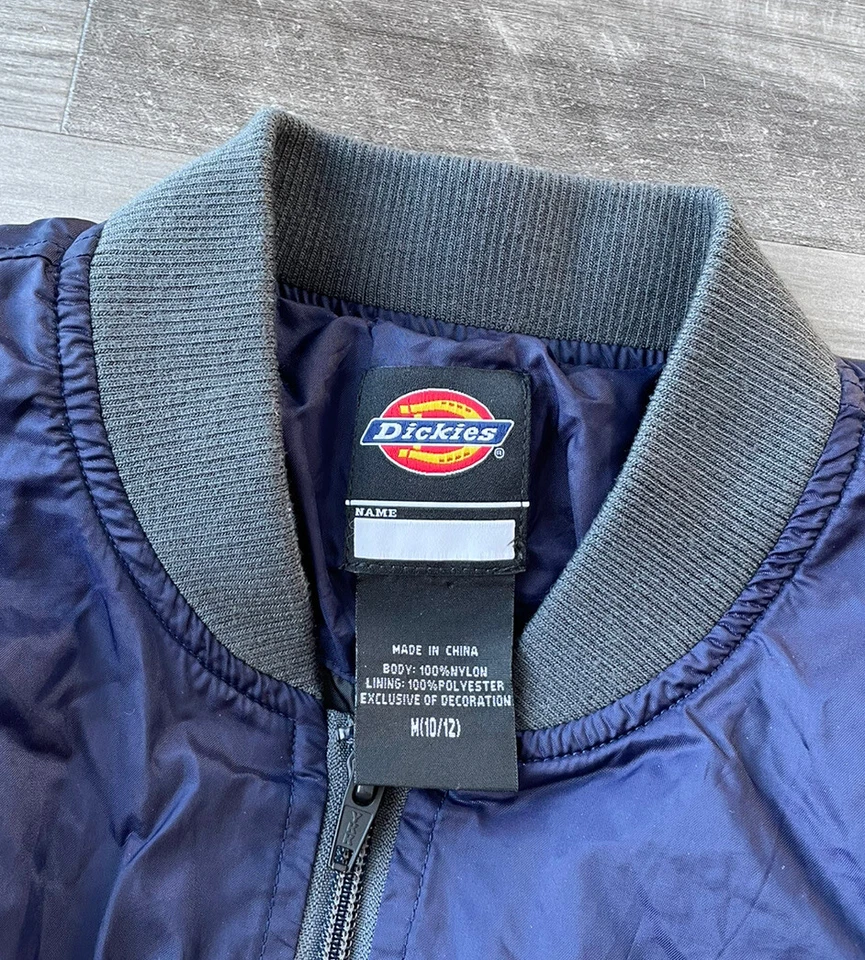 Dickies Boys Bomber Spring Jacket M 10/12 Gray Blue Zip - Image 3 of 4