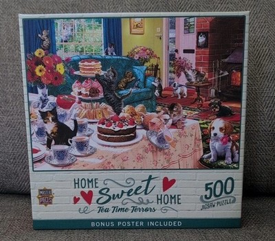 Master Pieces Home Sweet Home Tea Time Terrors 500 Piece Puzzle Bonus Poster New