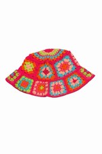 Pink Crochet Granny Square Bucket Hat