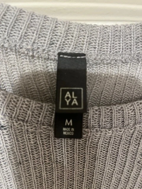 Top de murciélago tejido gris ALYA para mujer talla mediana Foto 2 de 4