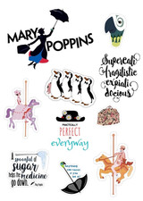 MARY POPPINS MUSICAL INPSIRED EDIBLE ICING SHEET CAKE CUPCAKE TOPPER SET A4