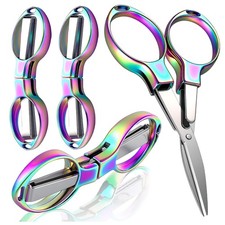 8Pcs Folding Travel Scissors, Mini Stainless Steel Badge Scissor for Nurses