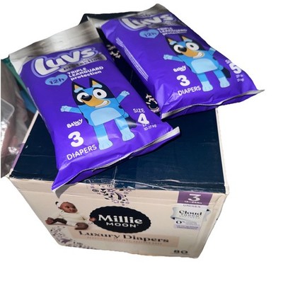 Millie Moon Luxury Diapers - Size 3 & 2 3 diaper pack of luvs  size 4 & 5