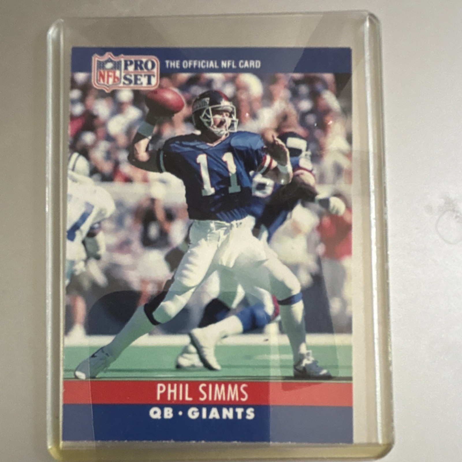 Pro Set 1990 FACT Cincinnati Phil Simms #230 New York Giants NFL Football Card