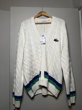 Lacoste Cable Knit Striped Cardigan  Size XL