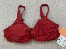 Shade  Shore Twist Front Tank Bikini Swimsuit Top Womens XL 16 Burgundy Padded
