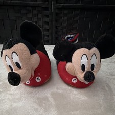 Disney Mickey Mouse Unisex Kids Slip-On Slippers US 9-10 Red Black Embroidered