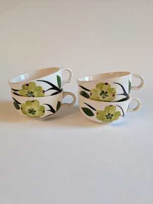 Vintage 1950's Dixie Dogwood Hand Painted Tea Cups Set of 4