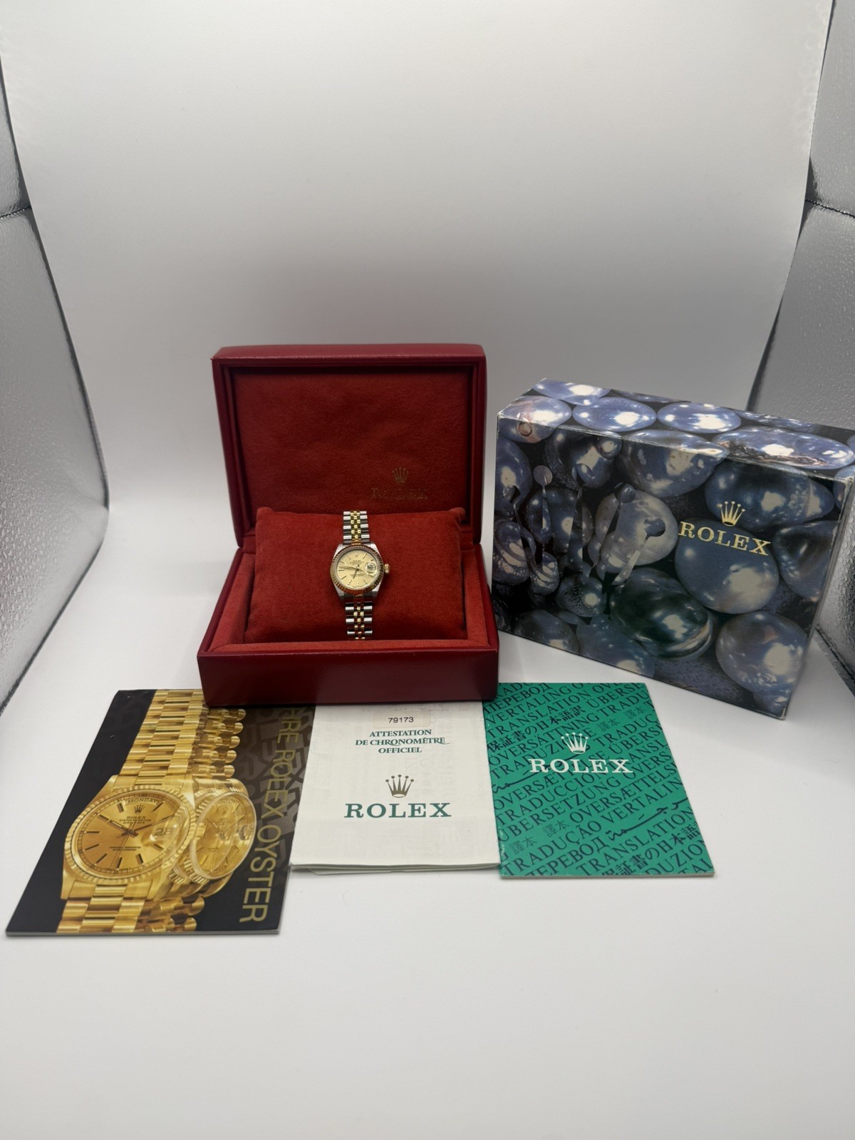 Rolex Datejust 79173 Champagne Dial 26mm jubilee Bi-Metal 1999 Box & Papers