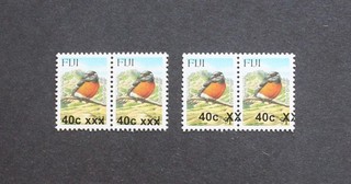 FIJI ERROR PROVISIONAL OVERPRINT 40c/$1 MNH PAIRS WITH LARGE XX & SMALL xxx RR