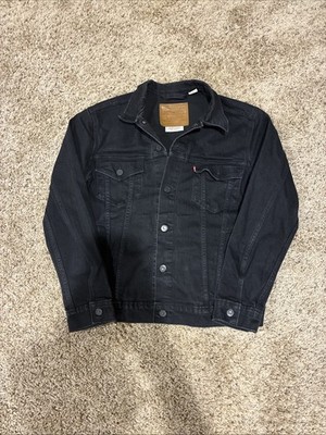 Levi's Premium Big E Black Berk Sherpa Lined Trucker Type 3 Denim Jacket Mens M