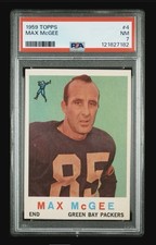 1959 TOPPS #4 MAX McGEE RC PACKERS PSA 7 Rookie Card 5 Championships. rookie card picture