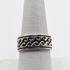 Chunky's Vintage Sterling Silver Handmade Half Eternity Wave Ring 925 Size 8.5