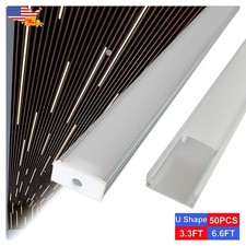 50Pack U Type 6.6FT/2M Led Aluminum Channel With Milky White Cover For Led Strip