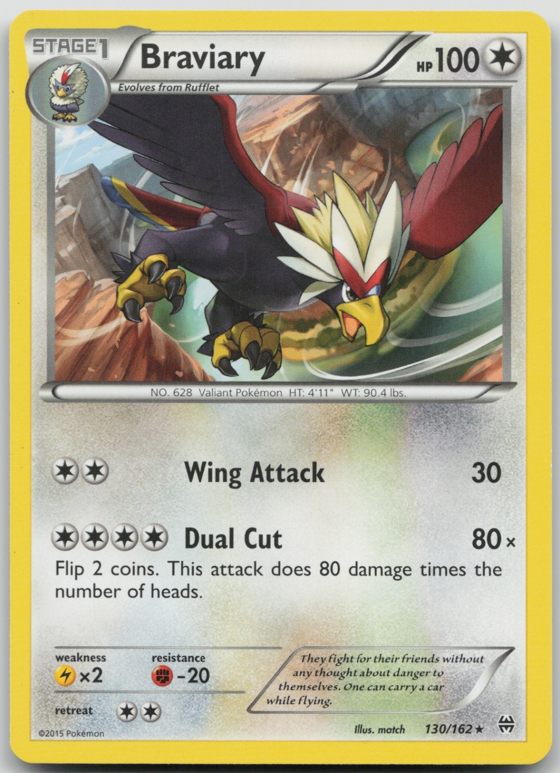 Braviary 130/162 Rare XY - BREAKthrough LP Normal