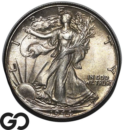 1944 Walking Liberty Half Dollar, Solid Gem BU++