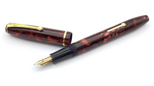 PENNA STILOGRAFICA VINTAGE CONWAY STEWART N. 15 MARMO ROSSO ORO 14K PENNINO M...