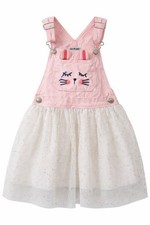 OshKosh B'gosh Pink Bunny Overall Dress with Tulle Skirt, Embroidered Accents