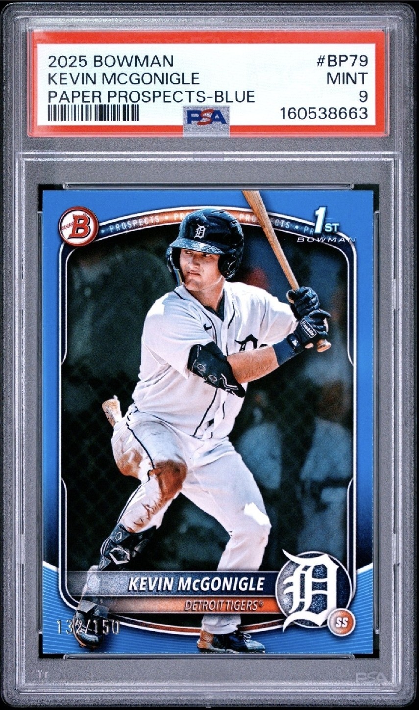 2025 Bowman Prospects Kevin McGonigle #BP-79 Blue /150 (RC) PSA 9 🔥🔥