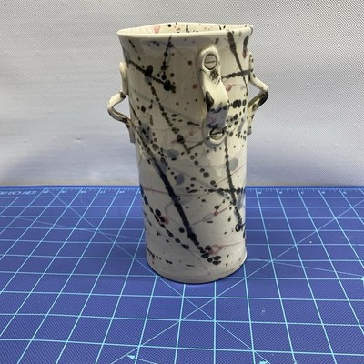Vintage Art Pottery  Vase Multicolor Paint Splats 7.5'' Tall