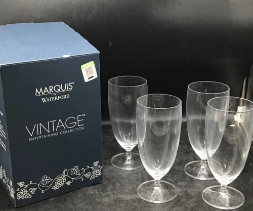 IOB Vintage Marquis Waterford Crystal Set Of Four Iced Beverage Wine Glasses