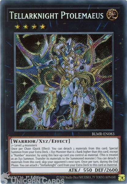BLMR-EN083 Tellarknight Ptolemaeus :: Secret Rare 1st Edition Mint YuGiOh Card