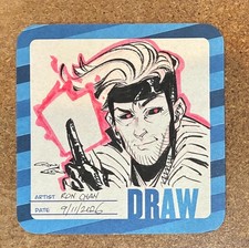 RON CHAN original art GAMBIT Hero Initiative drink coaster