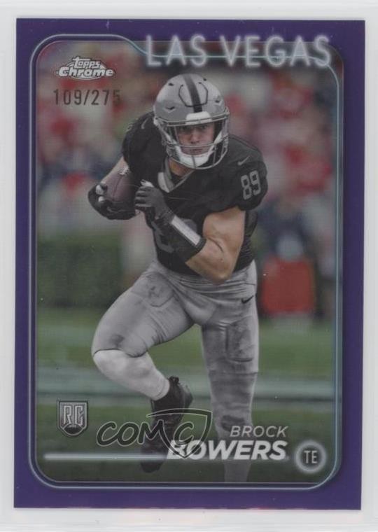 2024 Topps Chrome Rookies Purple Refractor /275 Brock Bowers #207 Rookie RC 15ik