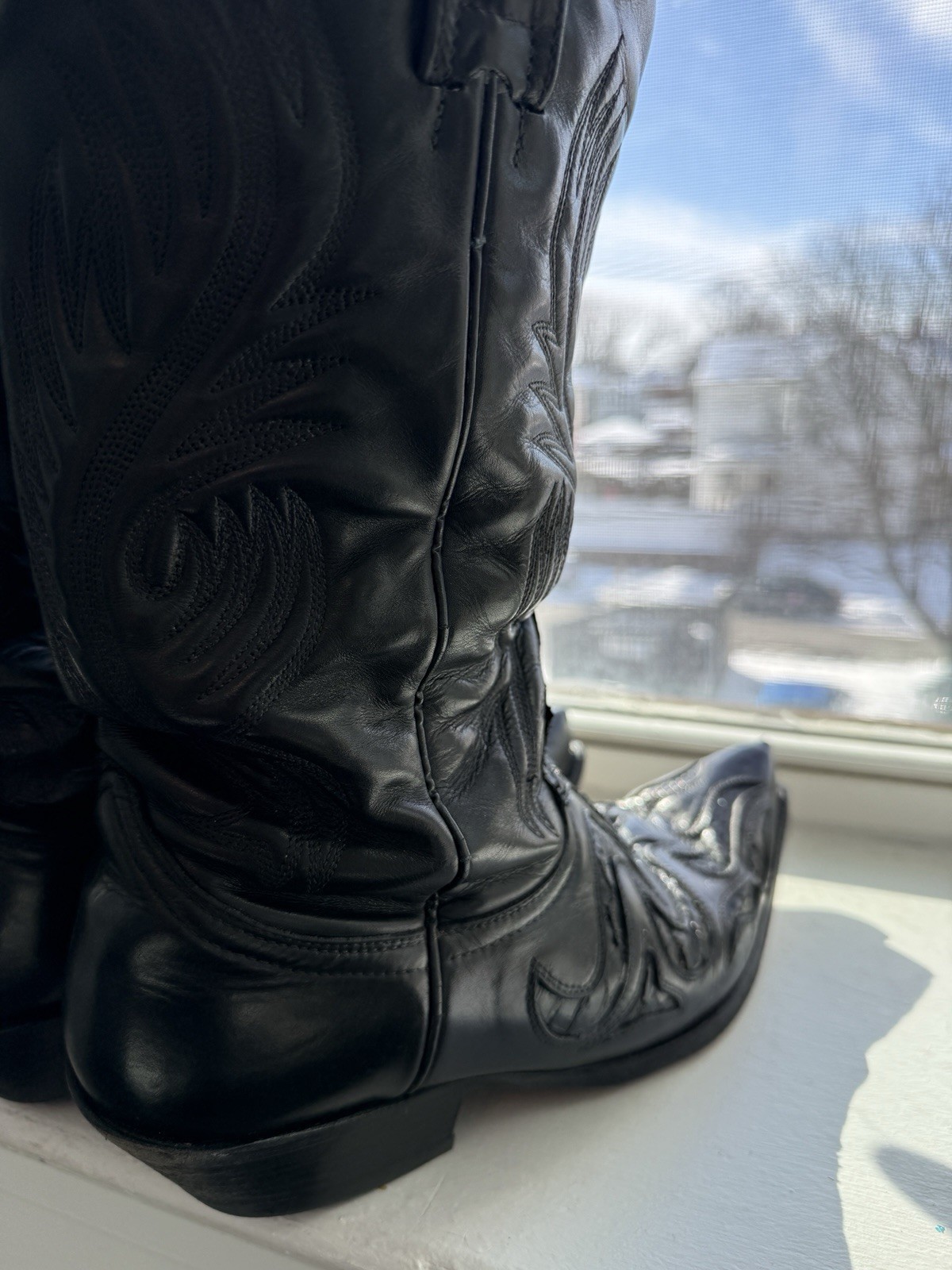 Sendra Black Python Cowboy Boots 10 - image 3