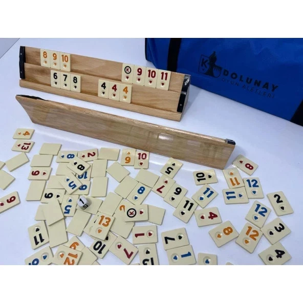 Rummy Tiles Games Set 4 Wooden Racks Resin fayans melamine106 Tiles Rummi - Image 3 of 4