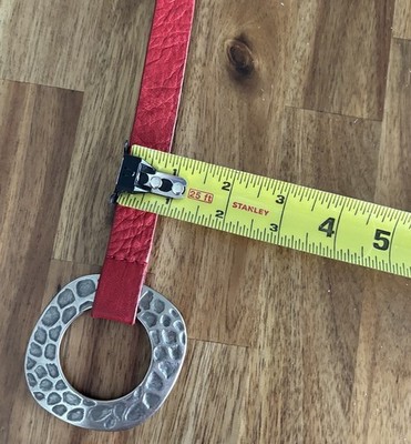 Chicos Leather Belt Extendable Length S/M Red Statement 