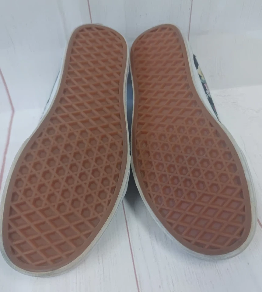 VANS Old Skool Unisex Sneaker Women Size 7 Black Floral Low Top Suede Canvas - Image 3 of 4