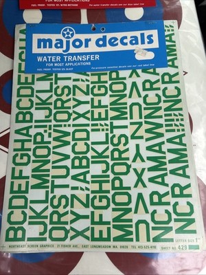 Major Decals 429 1'' Letter Sheet. Green. Fuel Proof