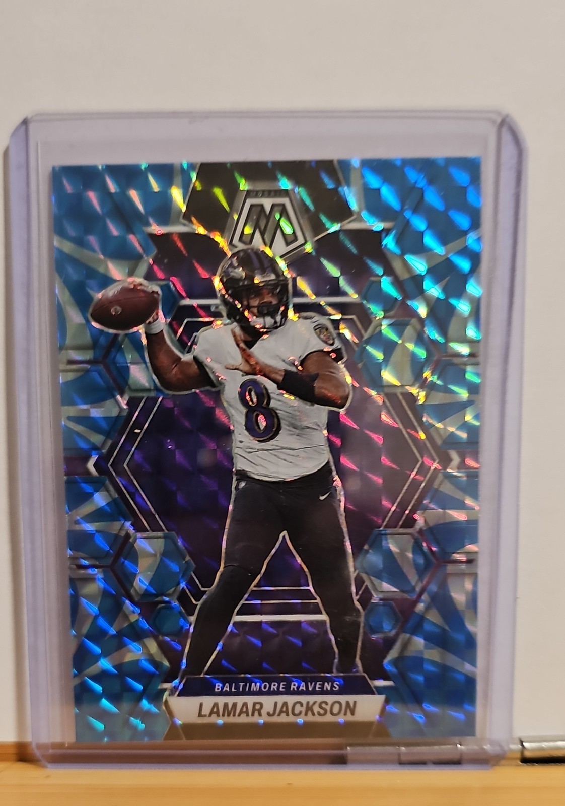 2023 Panini Mosaic - Lamar Jackson #13 Reactive Blue Mosaic Prizm