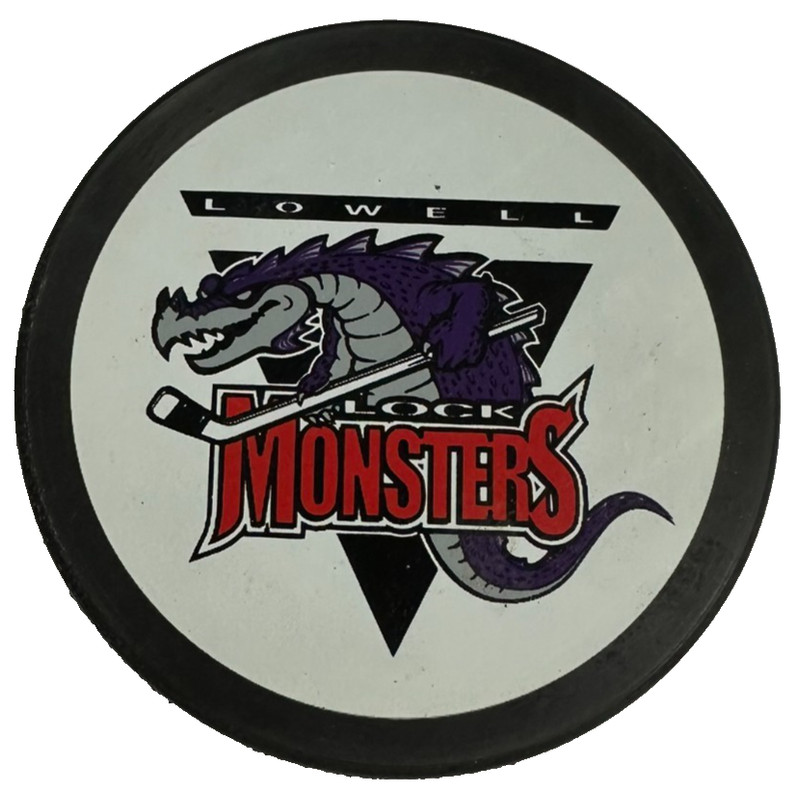 Vintage Lowell Lock Monsters Official Hockey Puck AHL