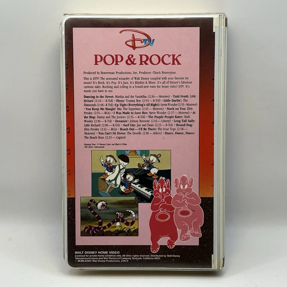 Pop & Rock VHS 1984 Walt Disney Home Video Tape DTV 80s Music Vintage Clamshell Foto 2 de 4