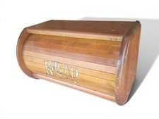 Vintage MCM Wooden Roll Top Bread Box BREAD L...