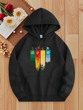 Men's  Women's Navy Blue Hoodie with Avatar The Last Airbender Graphic - Fire,