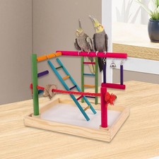 Parrot Playground Wood Perch Stand Bird Play Gym